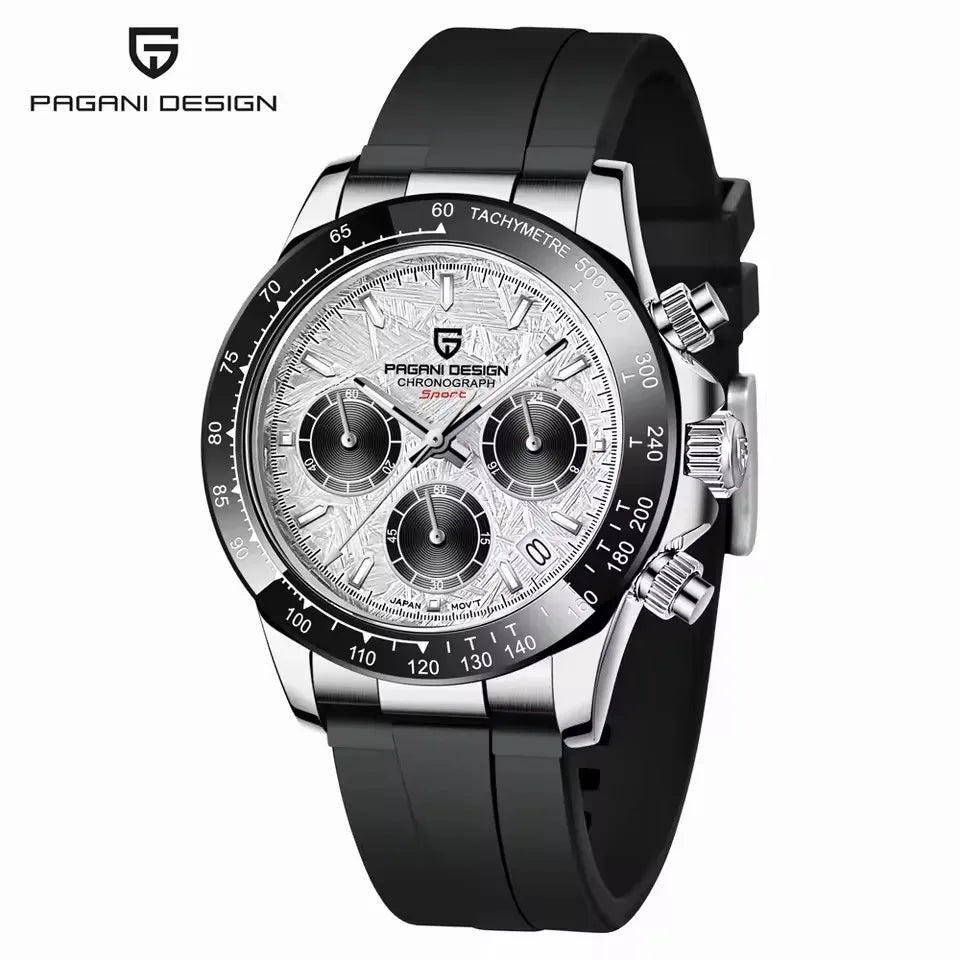 PAGANI DESIGN 1664 Luxury Automatic Mechanical Men's Watch VK63 Movement AR Sapphire Crystal Rubber 100m Waterproof Men's Watch