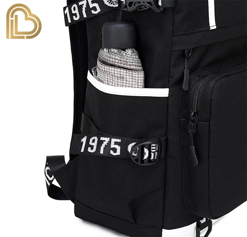 Mochila Red Jade F-Fortnited Battle Royale com carregamento USB, figuras anime e compartimento para material escolar para estudantes