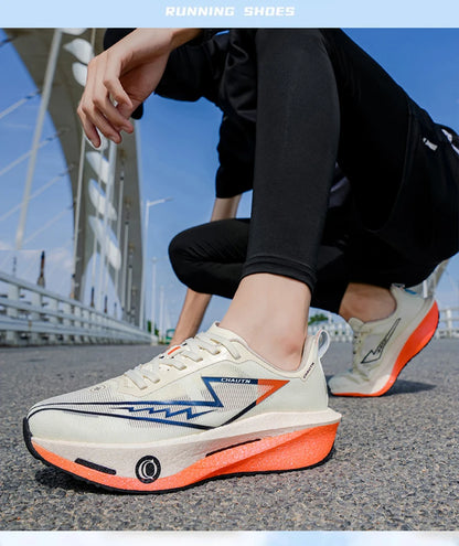 Men Running Shoes Specialty Carbon Plate Sports Marathon Breathable Lightweight Women Comfortable Nonskid Chunta Sneakers