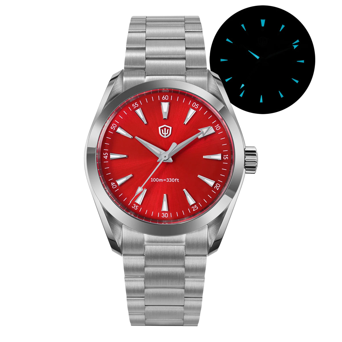 Ρολόι Watchdives WD0006, μηχανισμός VH31 με ομαλή κίνηση του δευτερολέπτου, κυρτό ζαφειρένιο κρύσταλλο, φωταυγές επίστρωμα BGW9, αδιάβροχο έως 10 bar, 38 mm, vintage στυλ