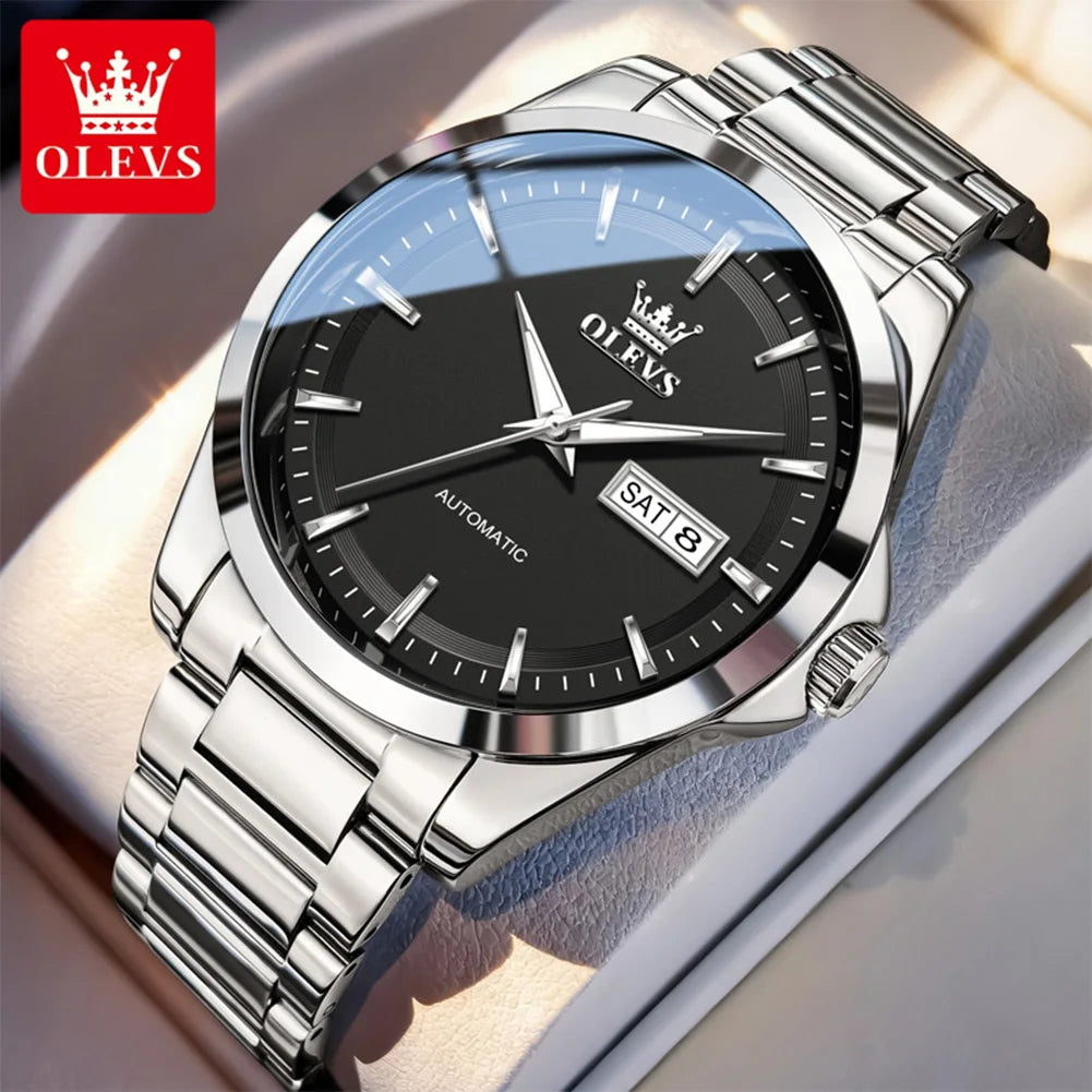 OLEVS Watches Man 7090 Luxury Original Automatic Mechanical Watch Waterproof Large Dial Week Date Watches For Man Gifts New