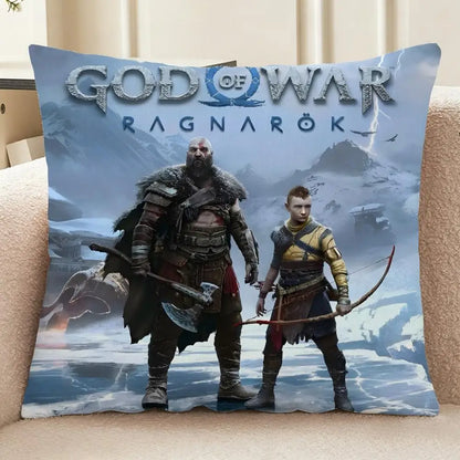 God of War Ragnarok Cushion Cover Washable Linen-Look for Daily Sofa Home Household Room Decor