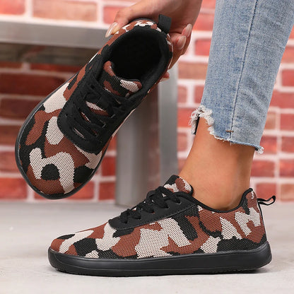 Camouflage Women's Shoes Wide Toe Breathable Mesh Comfortable Flat Bottom Barefoot Shoes New Soft Sole Men's Sneakers