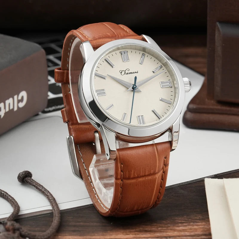 Chameri GS04 Quartz Watch VH31 Sweep Movement Business Watch Sapphire Crystal 100m Waterproof 316L Stainless Steel Vintage Watch