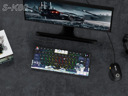 Teclado gamer Womier S-K80 con pantalla OLED a color, teclado mecánico gaming hot-swappable con montaje gasket y RGB personalizable