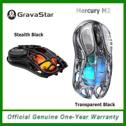 GravaStar Mercury M2 Wireless Gaming Mouse with 26,000 DPI, PAW3395DM Sensor - 79g Lightweight Hollowed-Out Design - 5 Programmable Buttons
