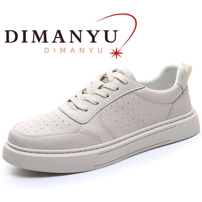 Sapatilhas DIMANYU para homem em pele genuína, novas para o verão de 2026, sapatos casuais para homem com plataforma, atacadores, estilo simples e moderno, respiráveis