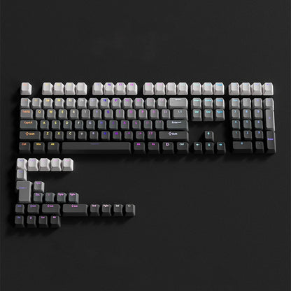 Keycap RGB gamer retroilluminati a gradiente per tastiera meccanica con switch MX, profilo OEM, PBT bianco e blu, layout ISO, tasti fai da te