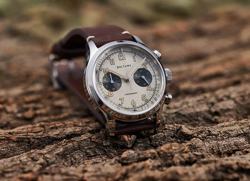 Baltany S5034 39mm Chronograph Watch Man Sapphire Crystal Panda Dial StainlessSteel Super Luminous Vintage Quartz Wristwatches