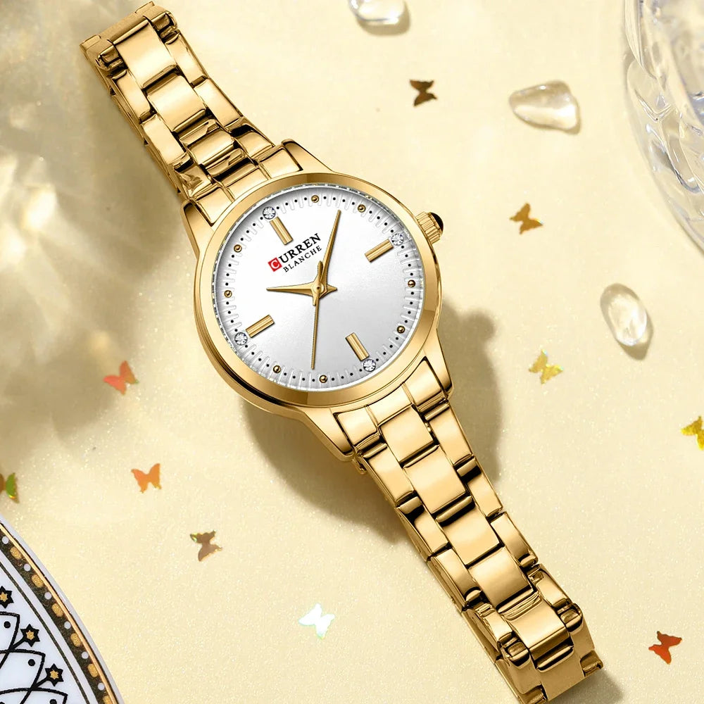 CURREN Women's Watches Fashion Original Quartz Wrist Watch for Ladies Roman Dial Dazzling Diamond Waterproof Luminous Luxury New