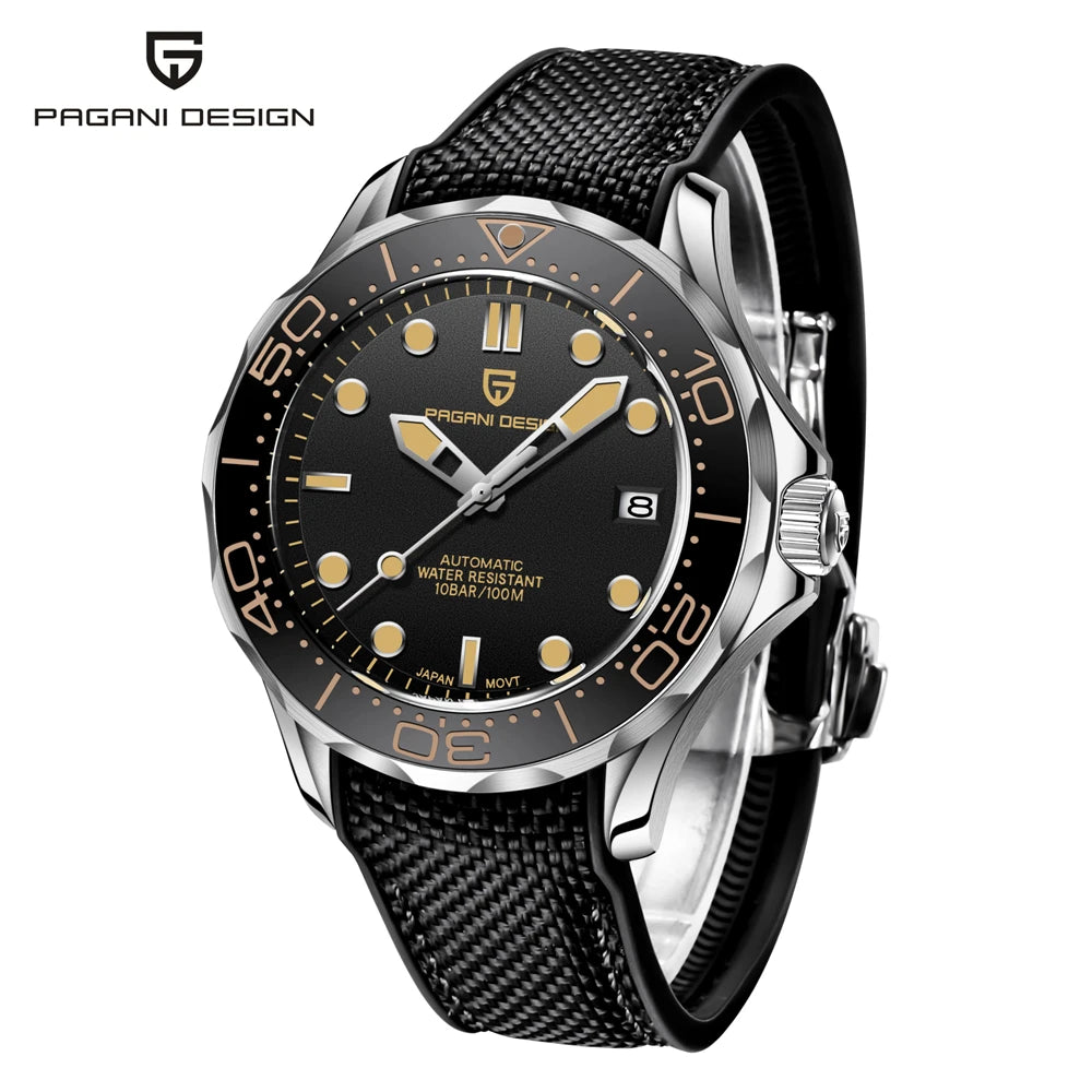 PAGANI DESIGN Men's Watches Mechanical Automatic Watch Sport Ceramic Bezel Luminous Stainless Steel Waterproof Top Watch for Men