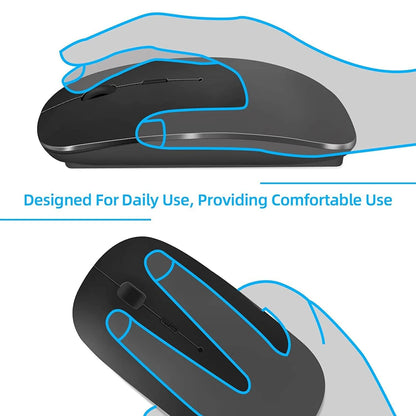 Mouse wireless ricaricabile a doppia modalità Bluetooth compatibile e 2.4G USB per computer, laptop, iPad, tablet e notebook, mouse da gaming