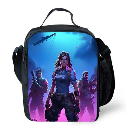 Cartoon FORTNITE Insulated Cooler Lunch Bag, Cute Portable Lightweight Picnic Bag for Boys & Girls Ages 5-10, Kids Daily Food Bag