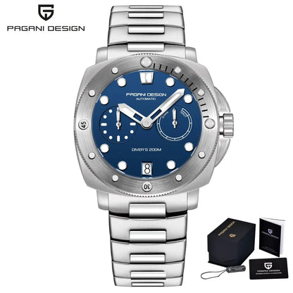 PAGANI DESIGN Men Mechanical Watch Luxury Sapphire Glass Luminous Automatic Watch 200M Waterproof Stainless Steel Watch For Men