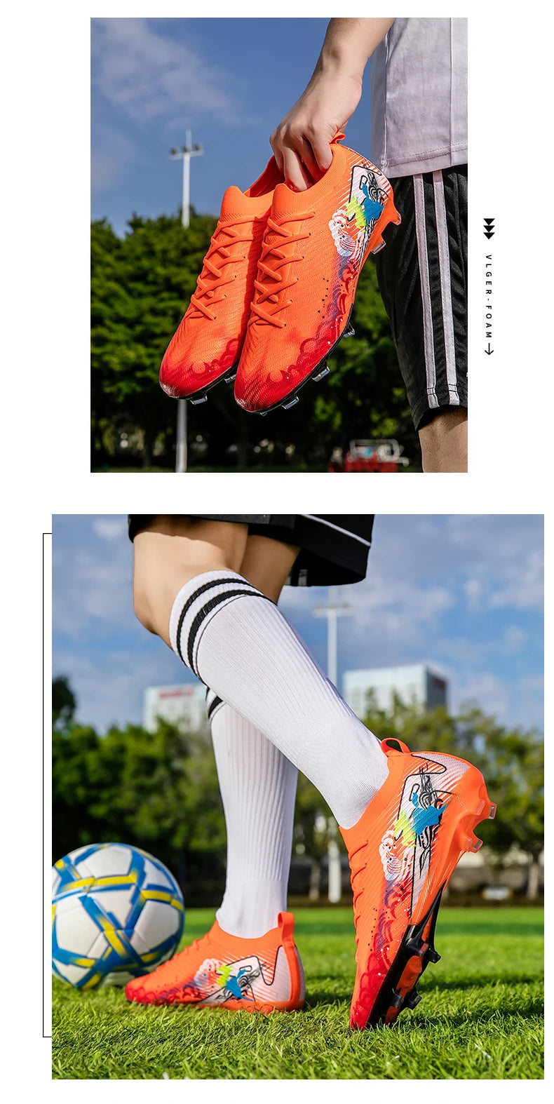 New Men's Soccer Shoes FG Non-Slip Long Spikes Football Boots Soccer Cleats Training Shoes Match Ultralight Outdoor Drop Shipping