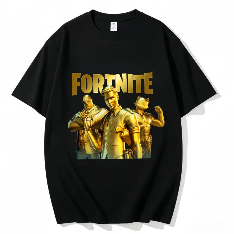 T-shirt Fortnite de gola redonda, unissexo para adulto, moda de dança do jogo, novo, em algodão puro, manga curta, perfeito para uso casual e férias