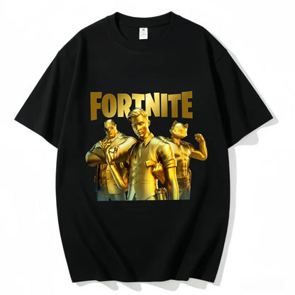 T-shirt Fortnite de gola redonda, unissexo para adulto, moda de dança do jogo, novo, em algodão puro, manga curta, perfeito para uso casual e férias