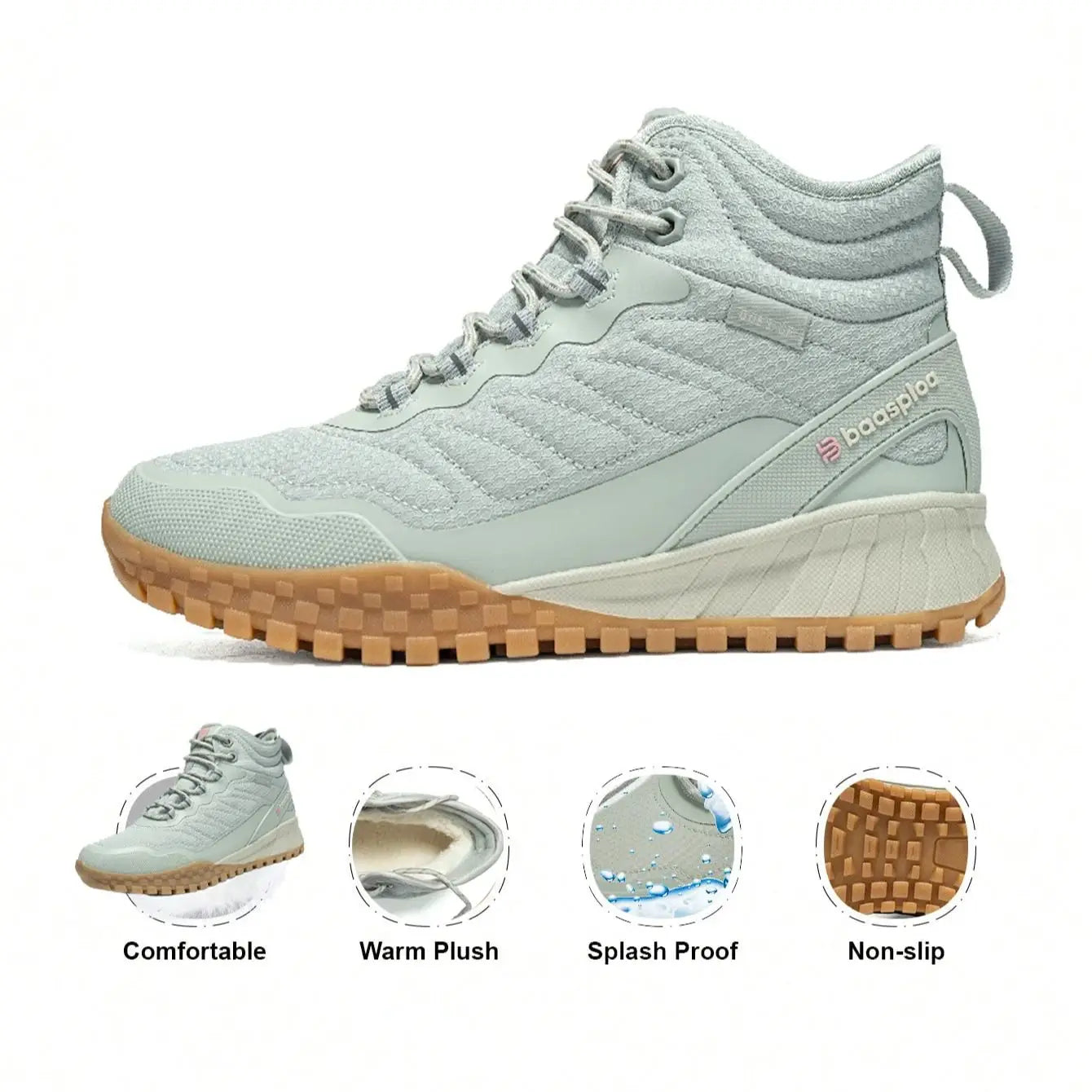 Baasploa Winter Women’s Sneakers Plush Warm Snow Boots Non-Slip Waterproof Shoes Women’s Outdoor Boots Walking Shoes