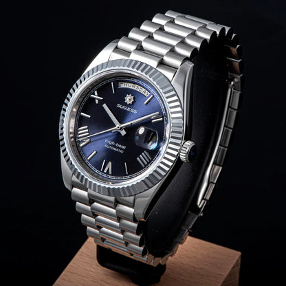 Sugess 40mm Men's Watches Automatic Date Mechanical Day Wristwatch Peacock SL3034 Movement Sapphire Waterproof Luxury Retro New