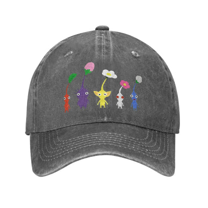 Cute Pikmin Pattern Print Cap for Men Women Cotton Anime Cartoon Trucker Hat Lerisure Wear Baseball Cap Adjustable