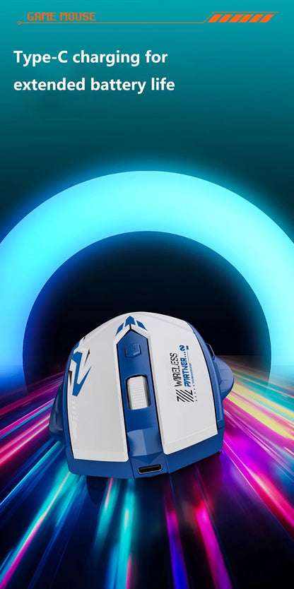 Wireless Gaming Mouse Dual Mode Bluetooth 2.4G Rechargeable Silent Ergonomic Mouse with Adjustable DPI, Type-C Wireless Gaming Mouse for PC, Laptop & Mac