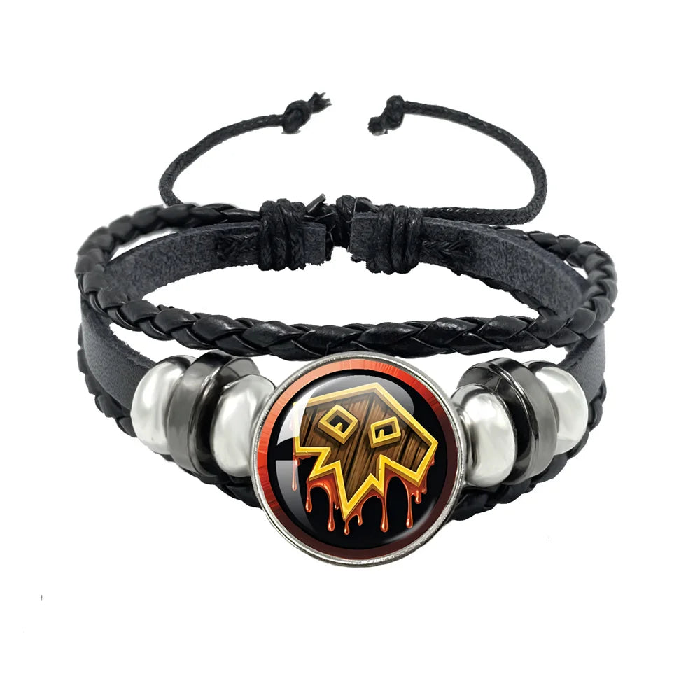 Classic Games World Of Warcraft Hearthstone Glass Leather Rope Bracelet For WOW Alliance and Horde Combatant Gift