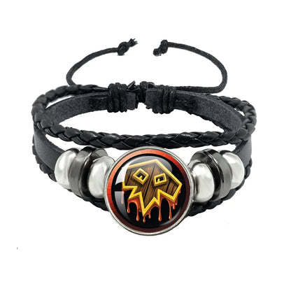 Classic Games World Of Warcraft Hearthstone Glass Leather Rope Bracelet For WOW Alliance and Horde Combatant Gift