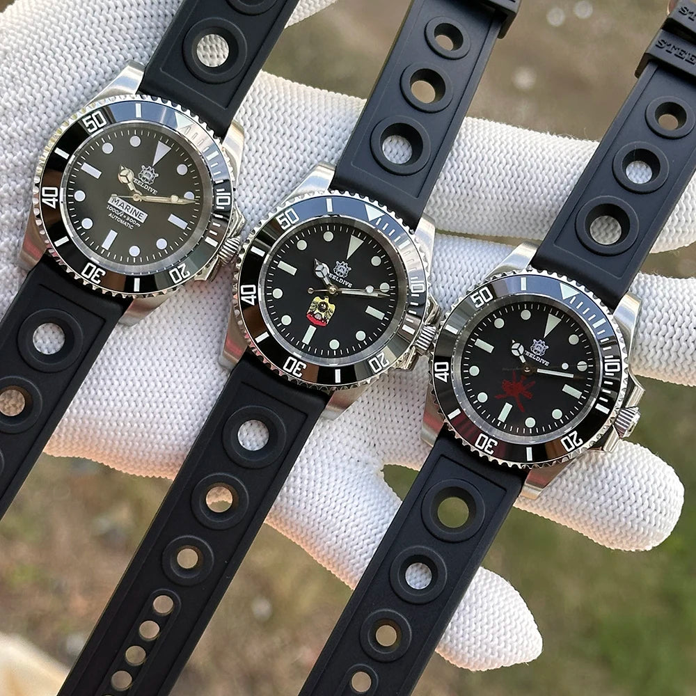 STEELDIVE SD1954 Black Dial 41MM Stainless Steel NH35 Automatic Movement What Ghost Mens 300M Dive Watch  Sapphire Glass