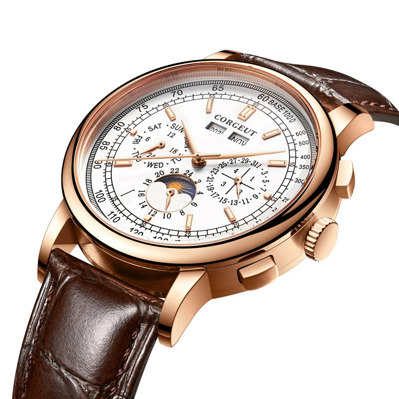 Custom Logo Diy Automatic Mechanical Watches For Man Business Multification Date Day Month Year 316L Mechanical Men's Watches