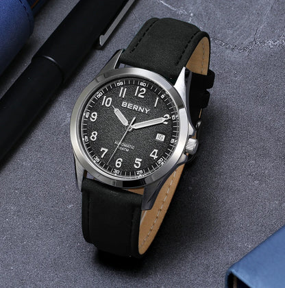 BERNY Automatic Watch Men ST2130 Luminous Mechanical Wristwatch Sapphire Waterproof 10ATM Top Brand Luxury Watch for Men