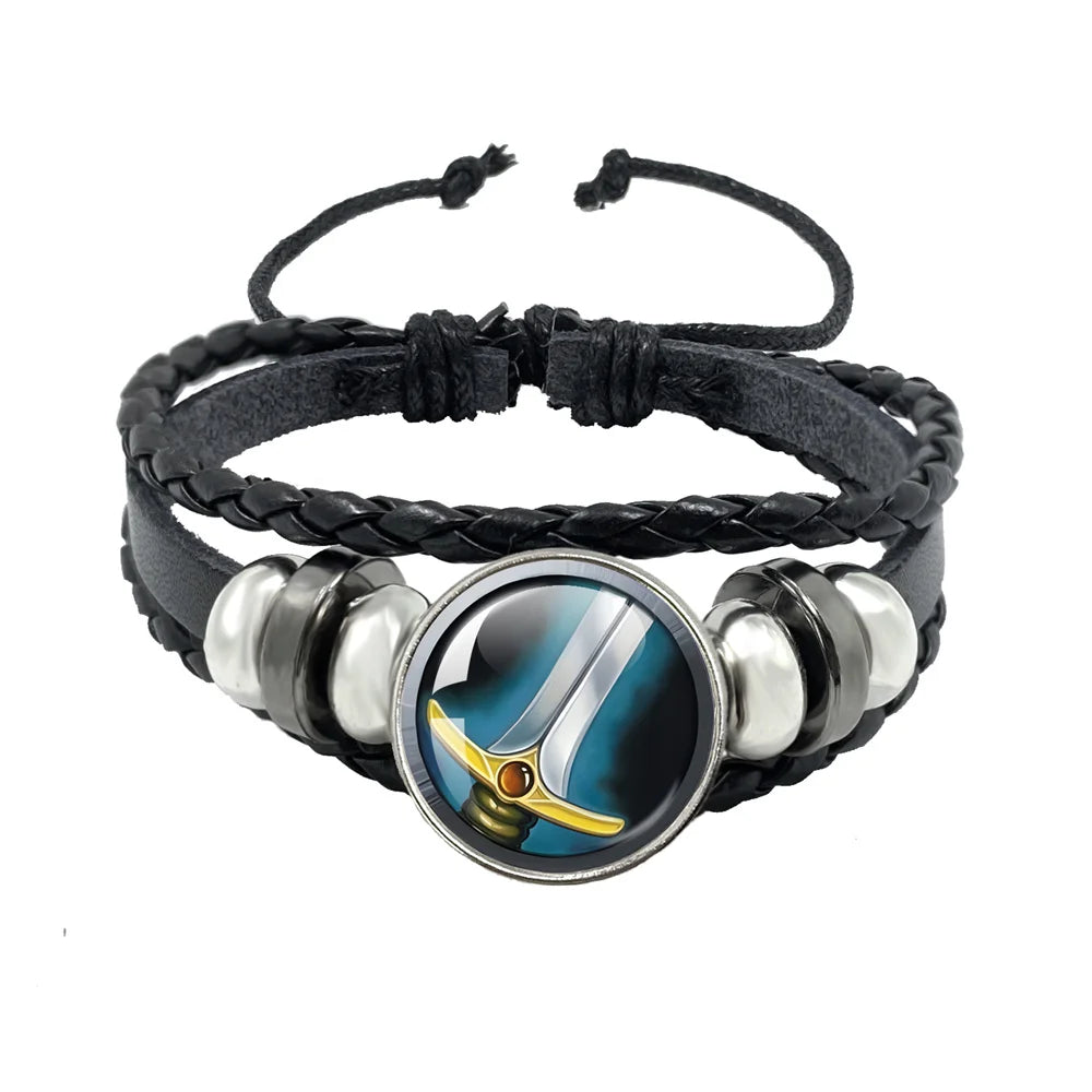 Classic Games World Of Warcraft Hearthstone Glass Leather Rope Bracelet For WOW Alliance and Horde Combatant Gift