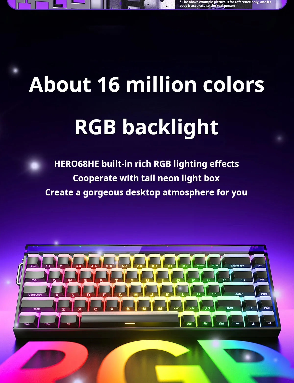 Teclado mecánico gaming AULA HERO 68 HE con eje magnético RT, cable, iluminación RGB, tasa de sondeo 8K y grabado lateral