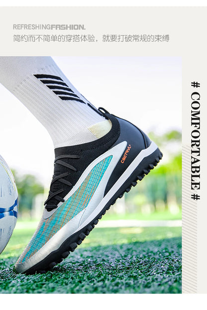 Chuteiras de futebol novas para homem, com pitons para exterior, respiráveis, adulto, antiderrapantes, calçado de futebol desportivo, pitons longos, treino, rapaz, jogo, confortáveis