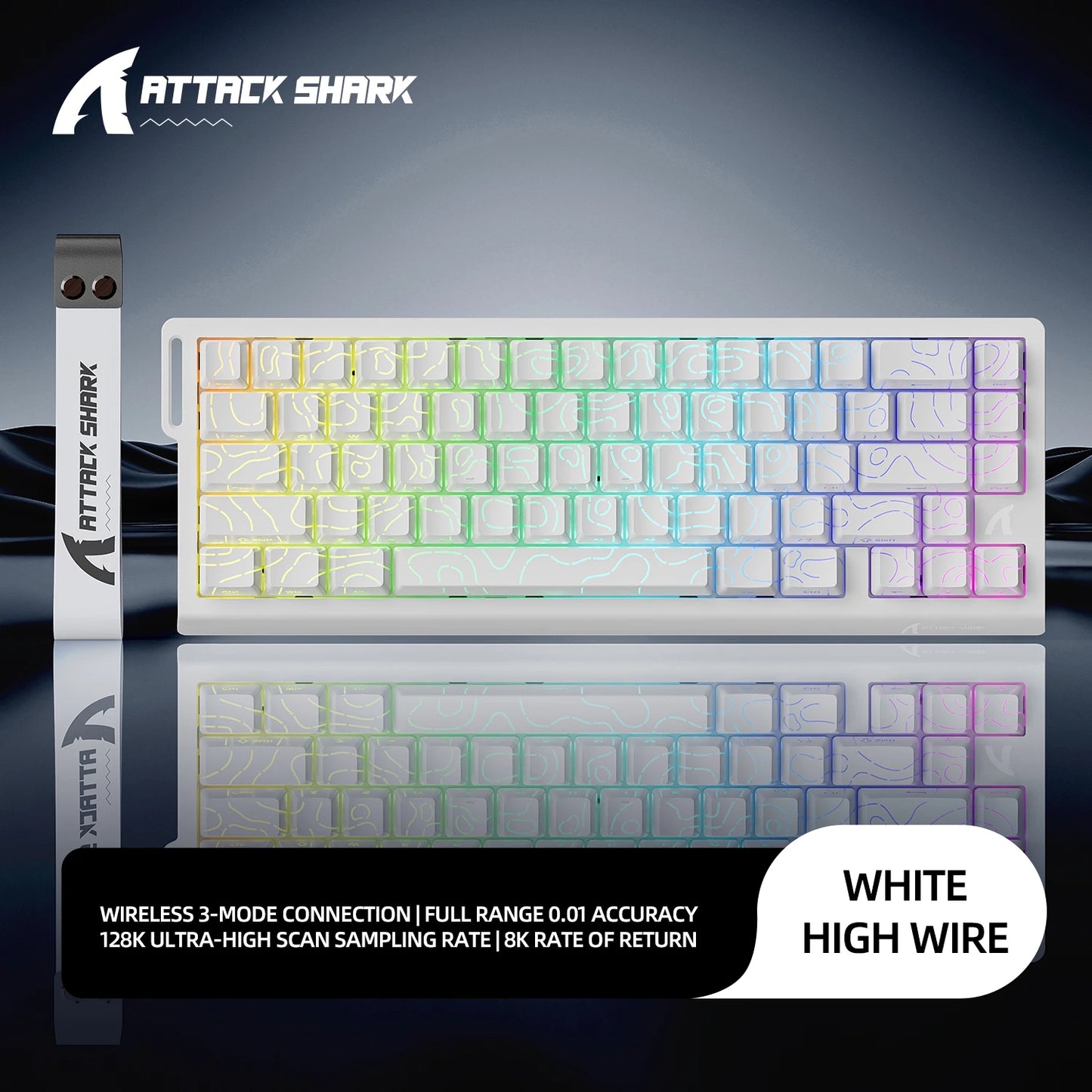 Teclado mecânico magnético ATTACK SHARK X68HE X68Pro He para gaming profissional, acionamento rápido de 0.01mm, 8000Hz, SOCD/Rs, 0.125ms, taxa de 128K