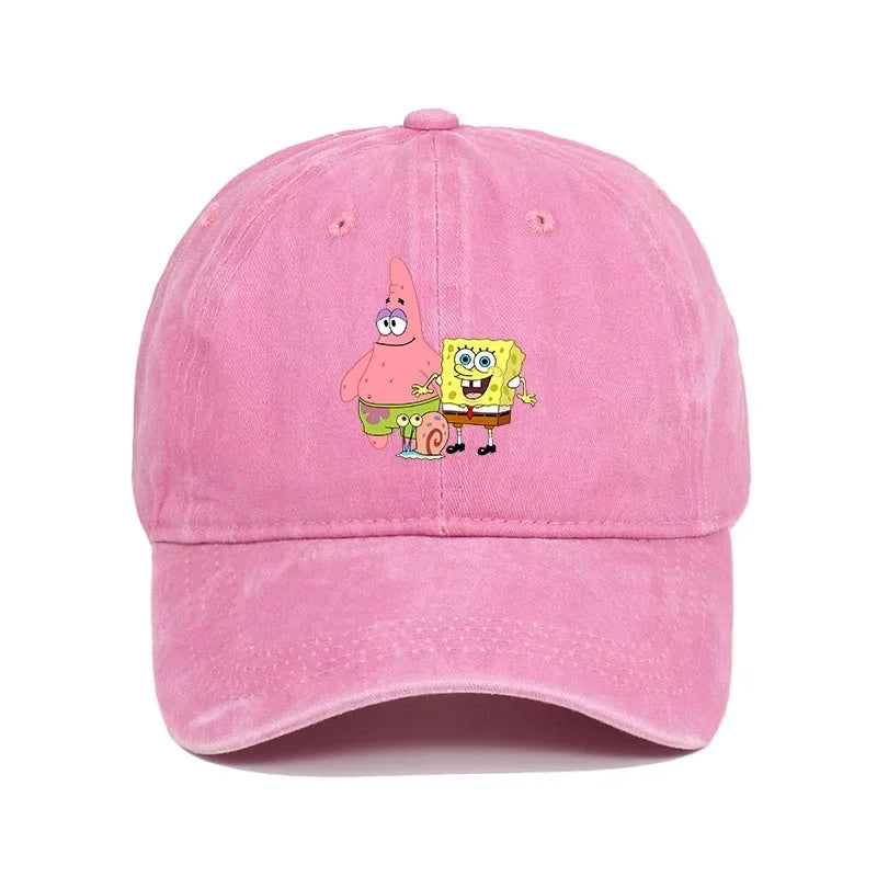 Fashion Cute SpongeBobs Baseball Cap Movie Cartoon Role Adult Men Women Sport Casual Sunshade Adjustable Anime Peaked Mesh Hat