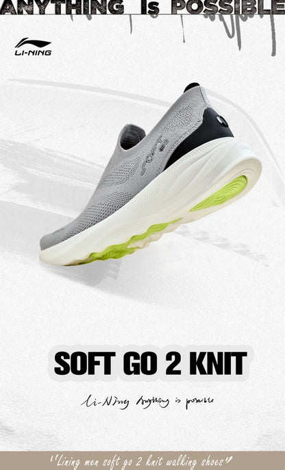 Li-Ning Men's SOFT GO 2 KNIT Slip-on Casual Walking Shoes Cushion Comfy Stable Li-Ning Mesh Jogging Daily Sports Sneakers AGLV017