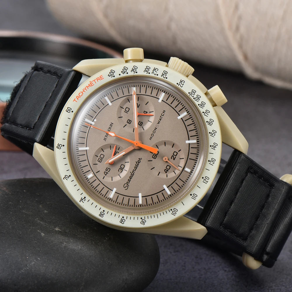 Original Brand Quartz Watches Multifunction Plastic Case Moonwatch For Mens Ladies Chronograph Explore Planet AAA Clocks