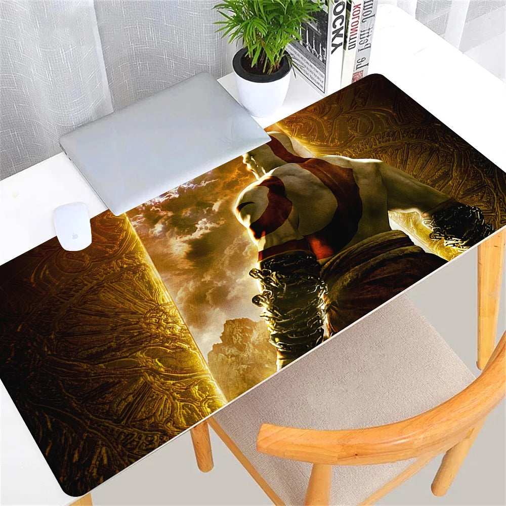 Large Game God of War Mousepad XL Desktop Natural  Rubber Desk Mat Kawaii Gaming Accessories Students Writing Pad Desk Mat 80x30