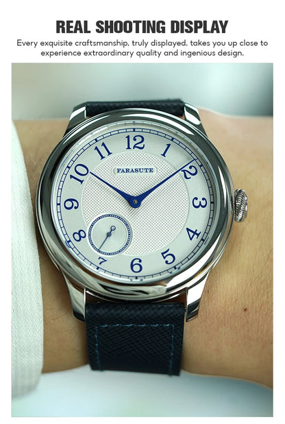 Reloj mecánico manual FARASUTE NEW Machinery para hombre, esfera salmón, ST17, segundero pequeño, estilo vintage, brazalete Bonklip