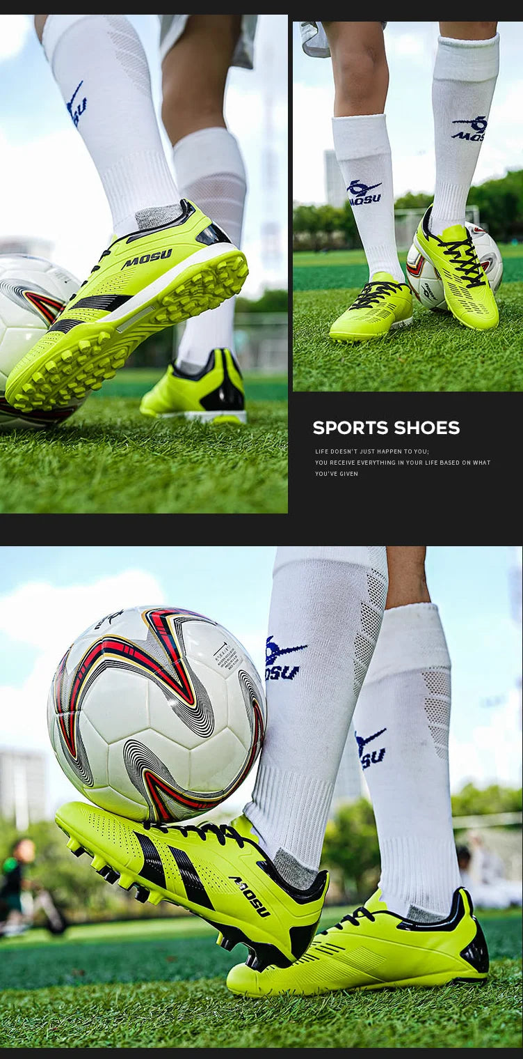 Novas Chuteiras de Futebol para Homem e Mulher, Sapatilhas Desportivas de Interior e Exterior com Pitons Longos e Pitons Partidos para Tapete de Treino de Futebol