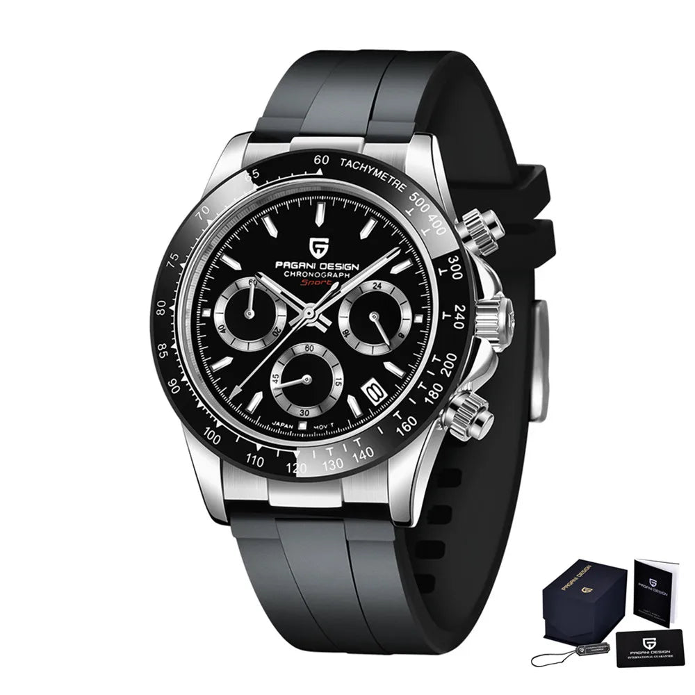 Nuevo original PAGANI DESIGN PD-1664 reloj de pulsera de lujo para hombre con movimiento de cuarzo japonés VK63, cristal de zafiro, cronógrafo impermeable dorado