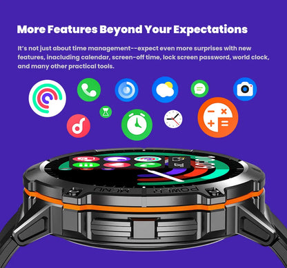 2026 Novo Smartwatch Militar TANK X3 para Homem, Bateria 1000mAh, 10ATM À Prova de Água para Natação, Percurso GPS, Ecrã AMOLED HD de 1.75", Chamadas e Desporto