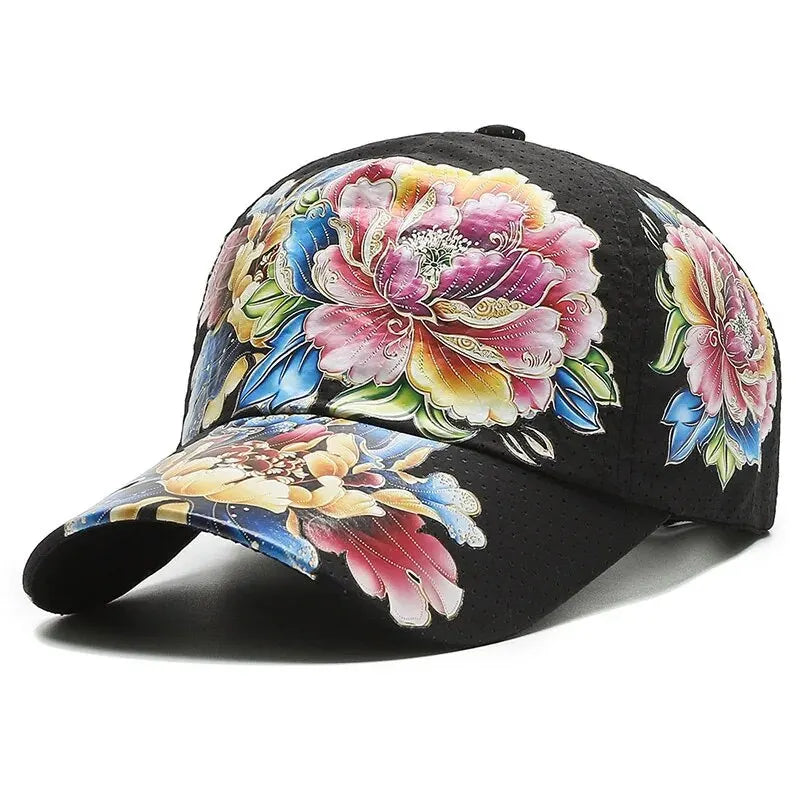 Boné de basebol de secagem rápida para homem e mulher, chapéus de sol florais com estampado em estilo chinês, chapéus de sol com flores, chapéus para exterior