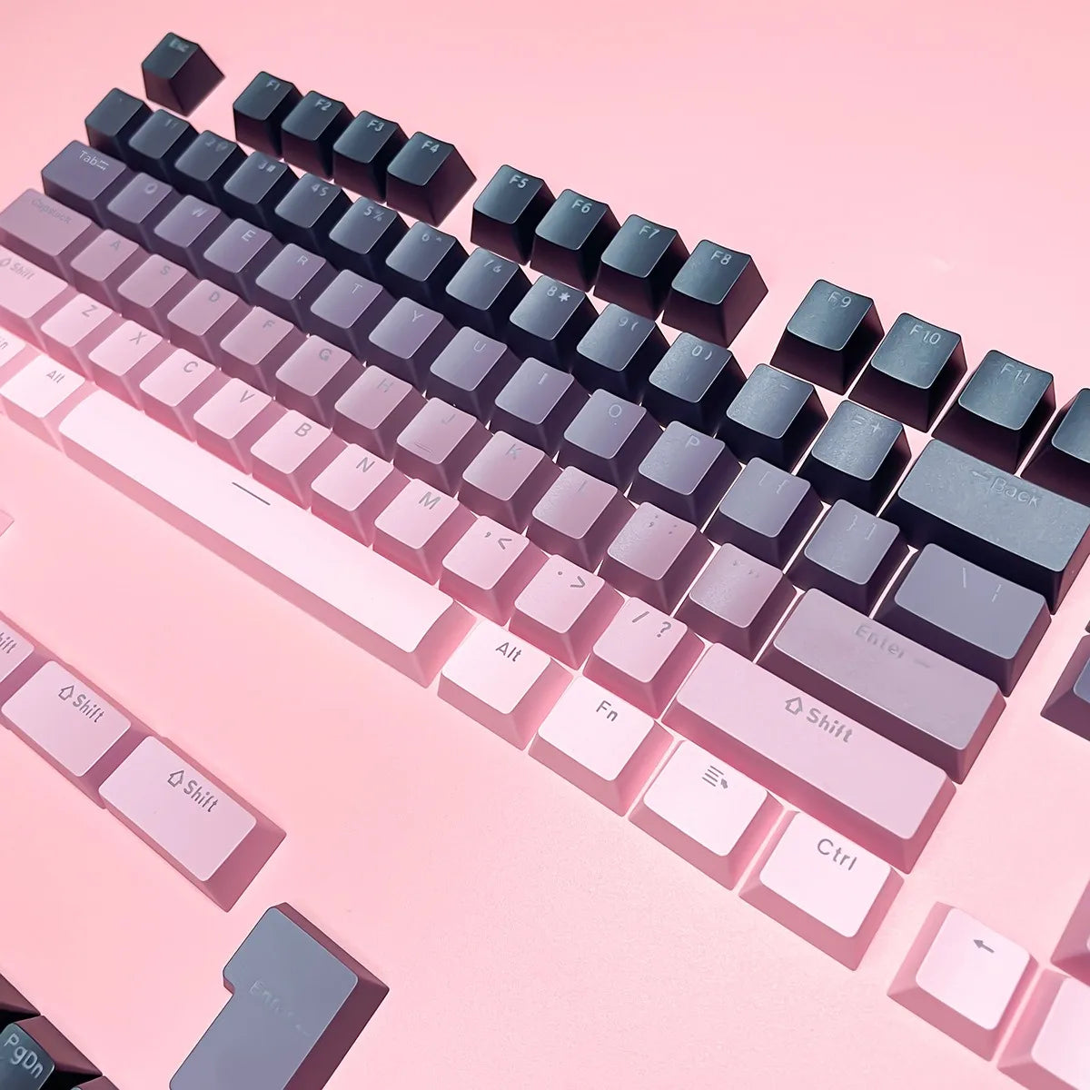 Keycap RGB gamer retroilluminati a gradiente per tastiera meccanica con switch MX, profilo OEM, PBT bianco e blu, layout ISO, tasti fai da te