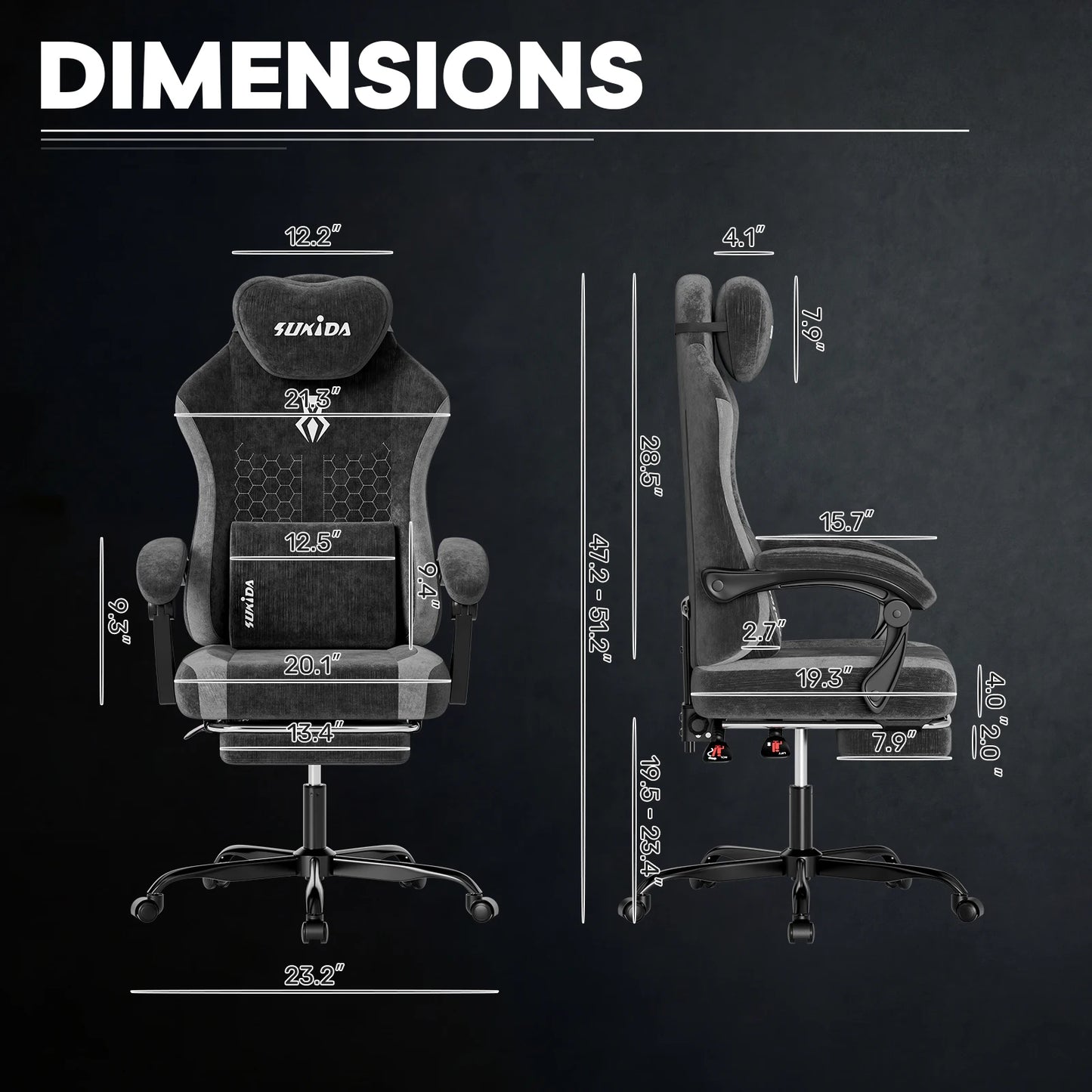 SUKIDA Gaming Chair Breathable Office Chair Office Chair Ergonomic High Quality Fabric Ergonomic PC Chair