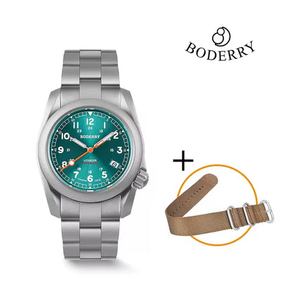 Boderry Field Watch VOYAGER Men's Watches 100M Waterproof Titanium Automatic Luminous For Seiko Movement Wristwatch