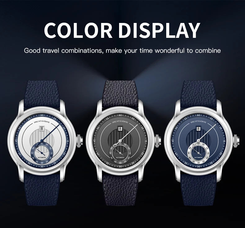 Novidade 2026 Relógio de Luxo Specht & Söhne Jump Hour Automático Mecânico para Homem, Cristal de Safira, Relógio de Pulso em Aço Inoxidável