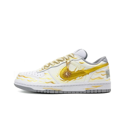 Custom Sneakers Nike Big Sui Xin Gold & Wood Vintage High-Street Low-Top Skate Shoes With Gift Bag For Men