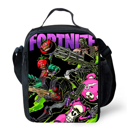 Cartoon FORTNITE Insulated Cooler Lunch Bag, Cute Portable Lightweight Picnic Bag for Boys & Girls Ages 5-10, Kids Daily Food Bag