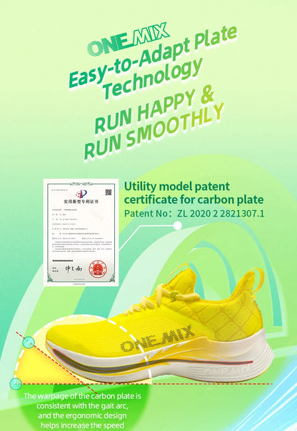 ONEMIX Carbon Fiber Plate Running Shoes Traction Shock Absorption Professional Marathon PB Racing Sports Trainers